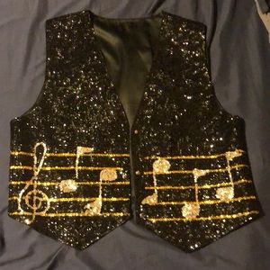 Vintage Sequin-ette Music Note Sequin Vest Vegas Nashville Elvis Country Western
